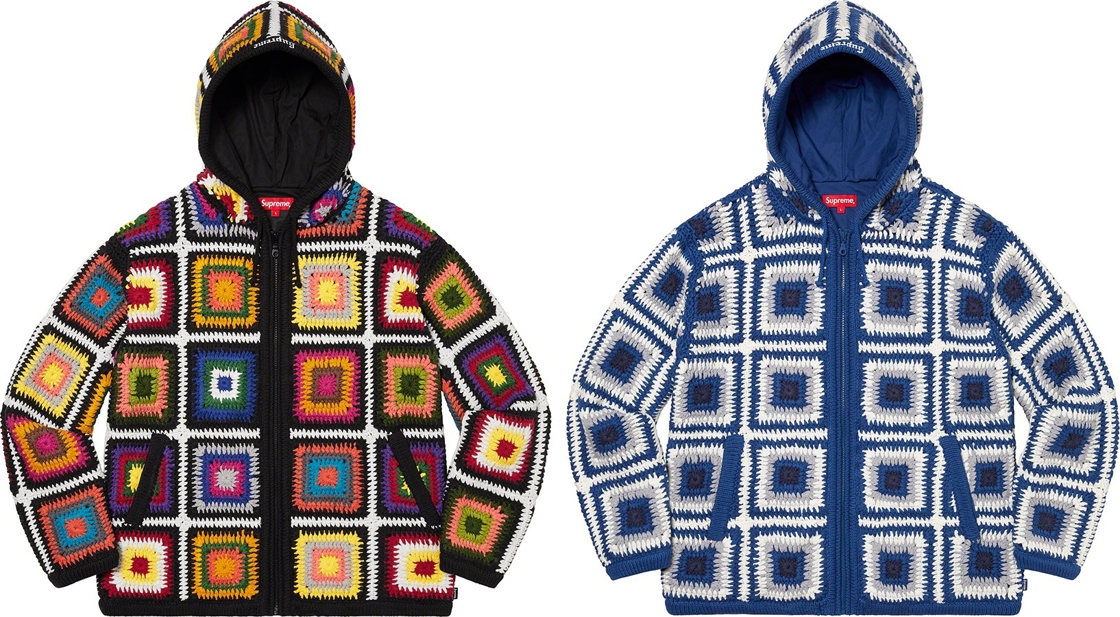 Crochet Hooded Zip Up Sweater